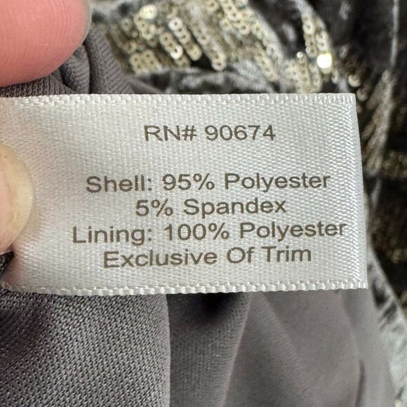 Boston Proper Dress Womens 4 Silver Gray Velvet Gold Sequin Party Cocktail - Picture 4 of 11